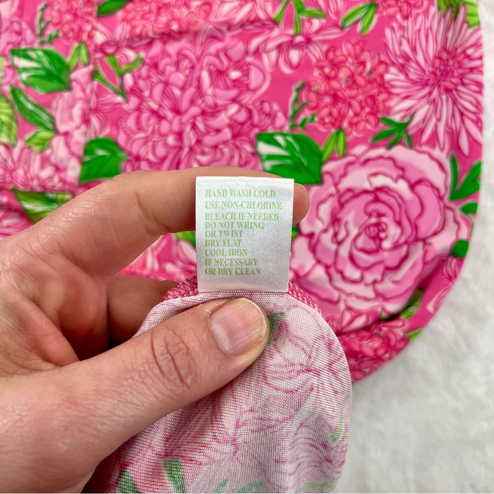 Lilly Pulitzer 100% Silk Rose Floral Split Neck SS Dress Pink Sz 8 No Belt - Picture 7 of 12